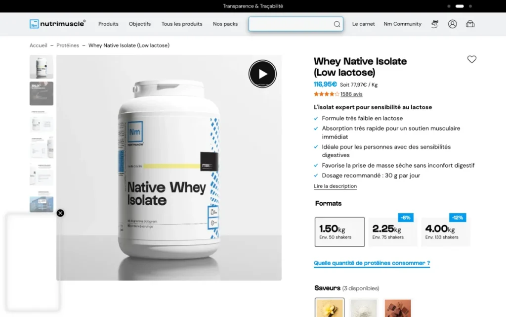 Nutrimuscle Whey Native Isolate product page
