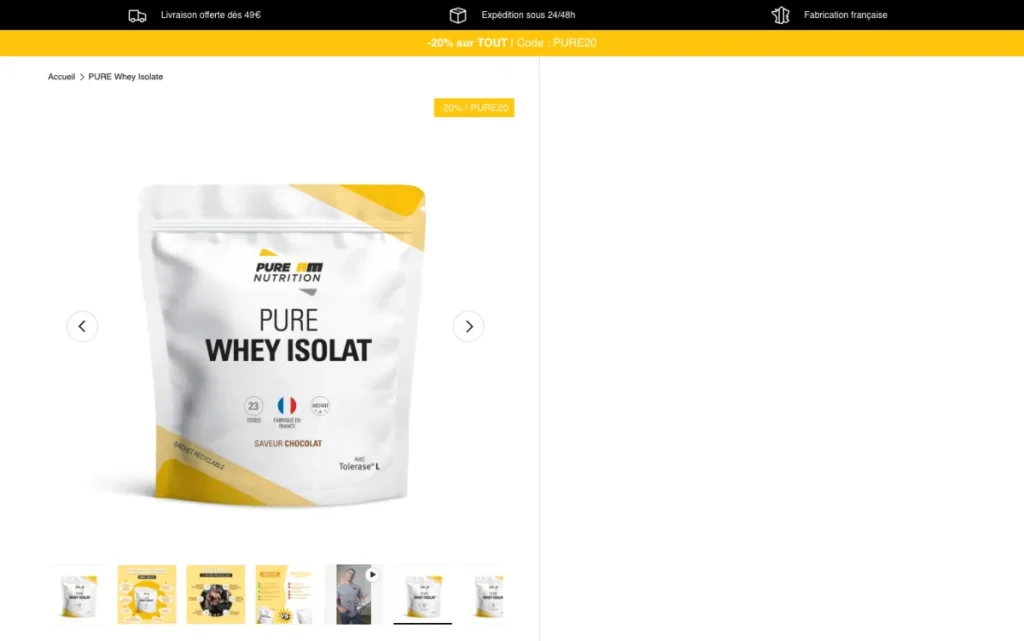 AM Nutrition PURE Whey Isolate product page