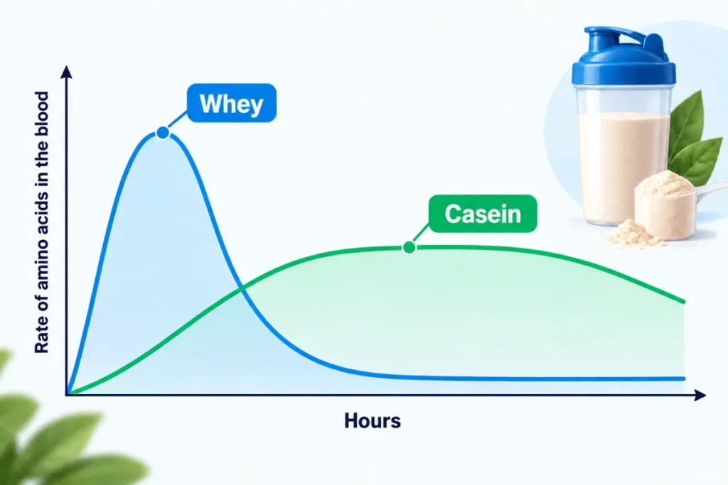 Blood amino acid curves: a fast peak for whey, a slow release for casein