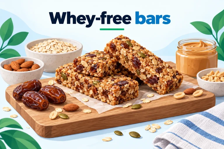Homemade Protein Bars Without Whey (No-Bake, 8 Bars)
