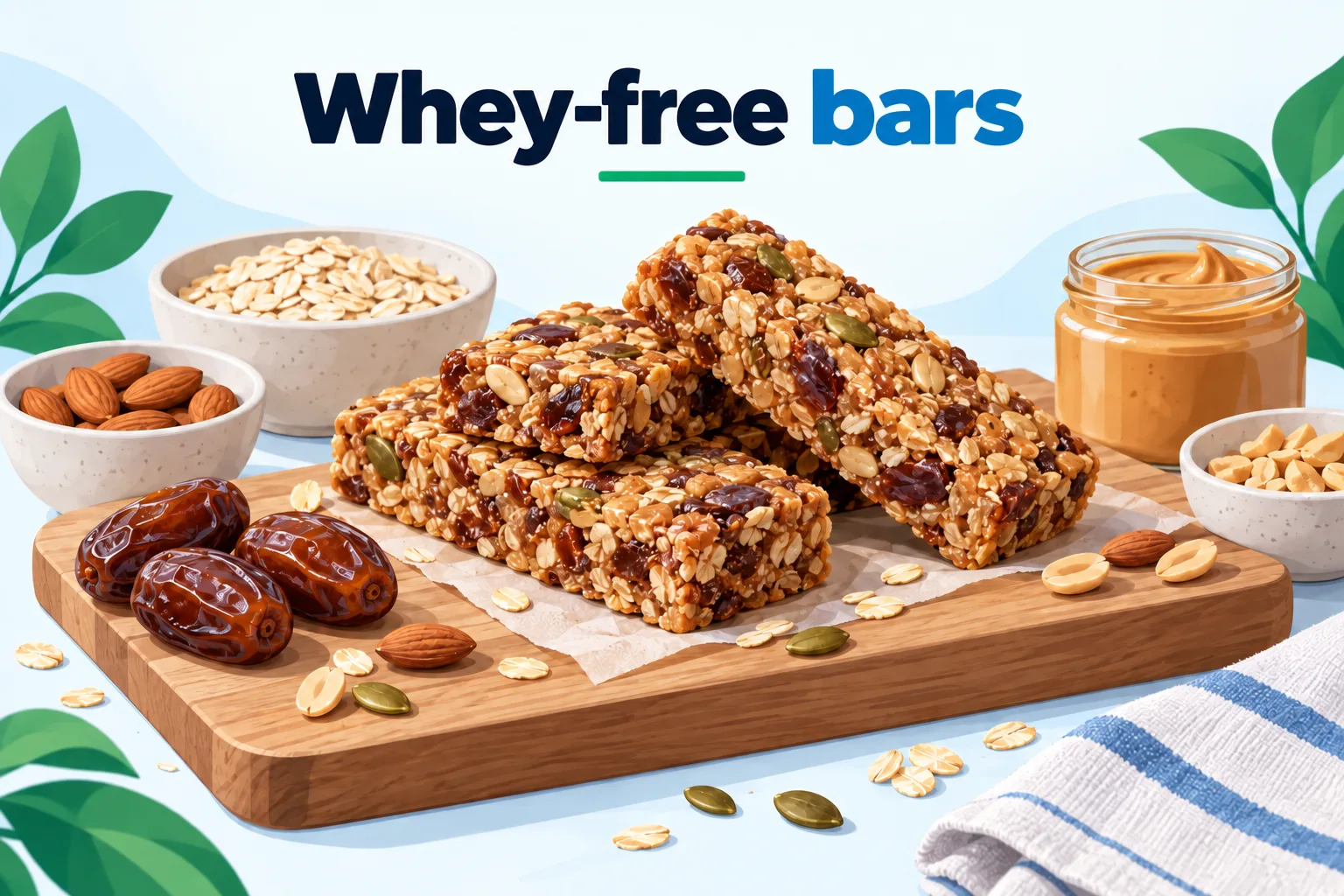 Homemade Protein Bars Without Whey (No-Bake, 8 Bars)