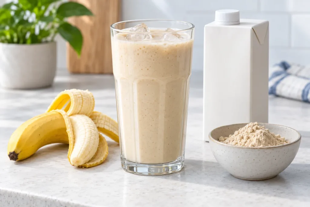Banana and soya drink protein shake without whey