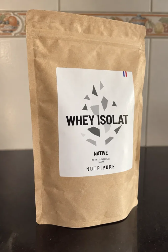 Nutripure Whey Isolate Native pouch on a kitchen worktop