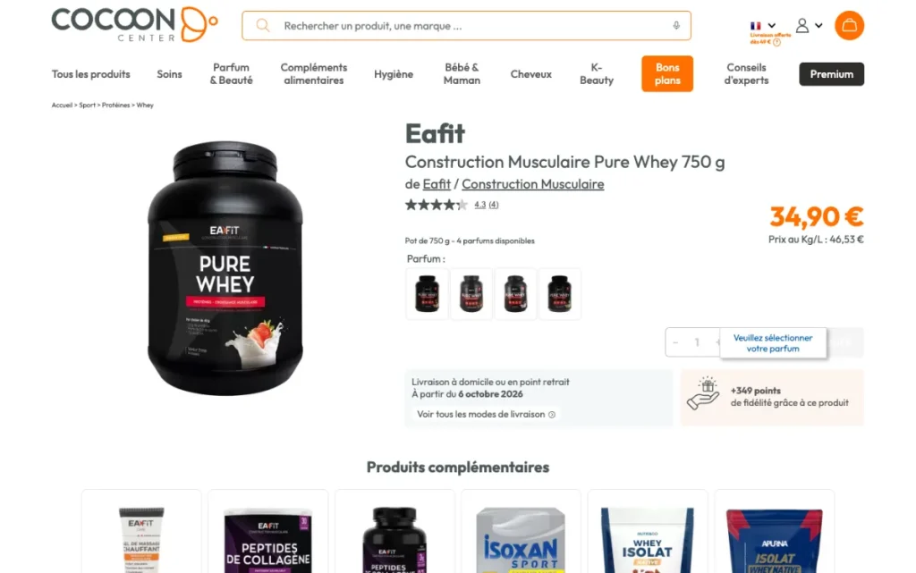 Page de la gamme whey Eafit