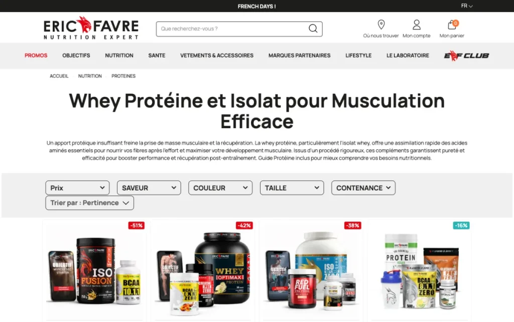 Page de la gamme protéines Eric Favre